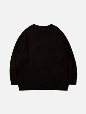 Majesda® - Raw Edge Apple Sweater outfit ideas streetwear fashion