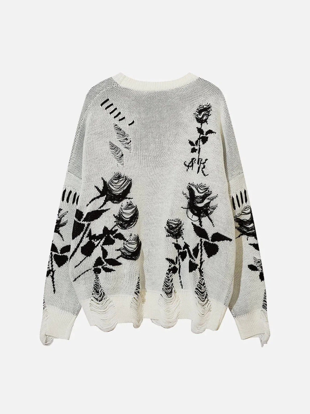 Majesda® - Raw Edge Rose Sweater outfit ideas streetwear fashion