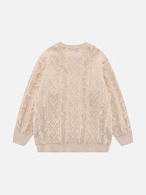 Majesda® - Raw-Edge Twist Knit Sweater outfit ideas streetwear fashion