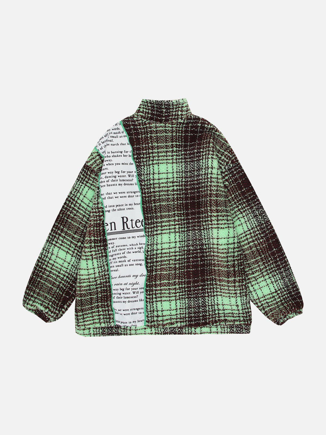 Majesda® - Retro Patchwork Plaid Stand Collar Sherpa Coat outfit ideas streetwear fashion
