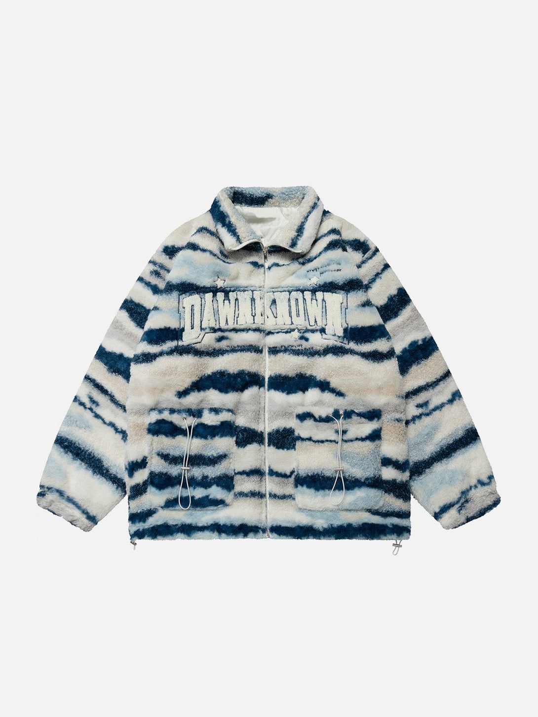 Majesda® - Retro West Coast Stripe Contrast Sherpa Coat outfit ideas streetwear fashion