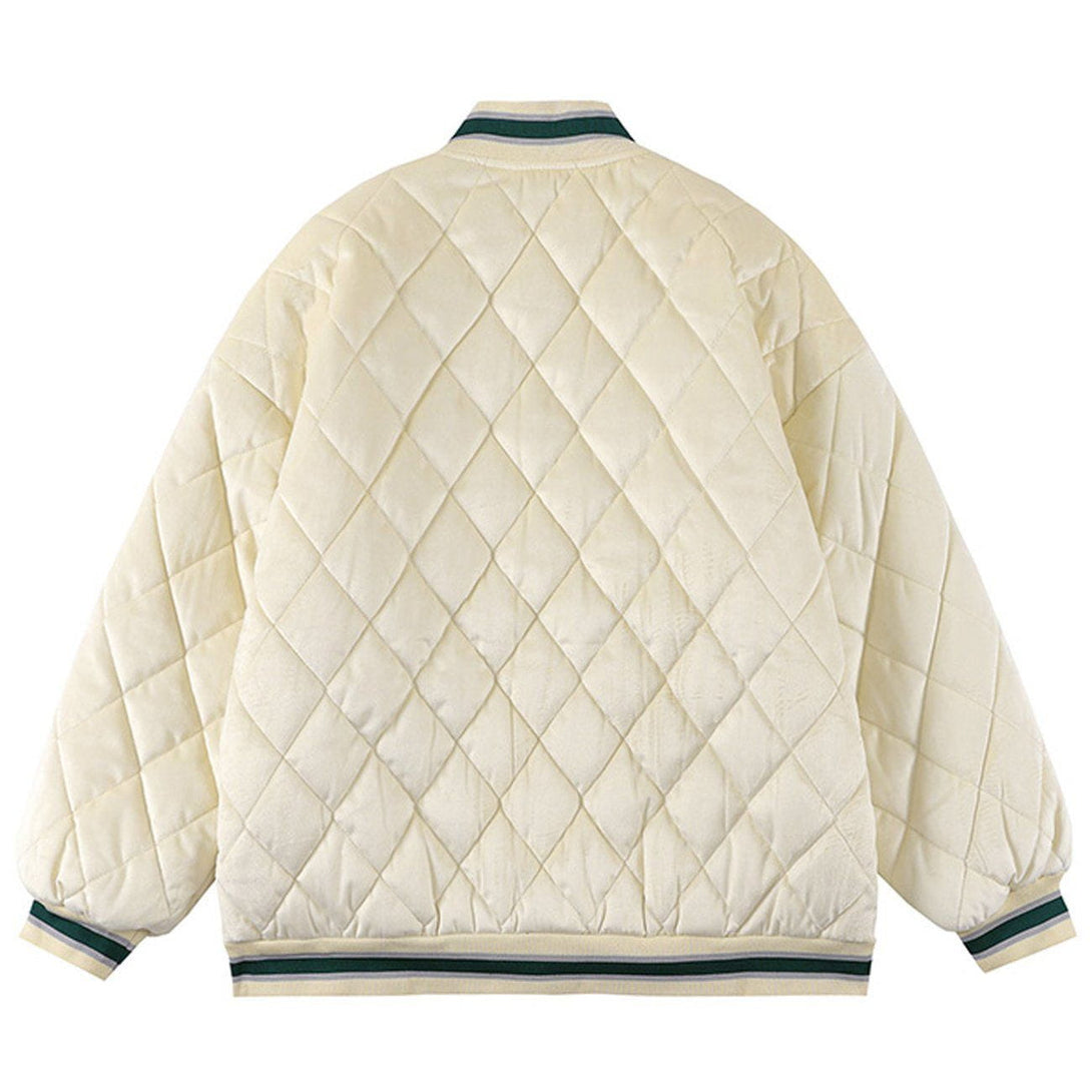 Majesda® - Rhomboid Embroidered Letters Jacket outfit ideas, streetwear fashion - majesda.com