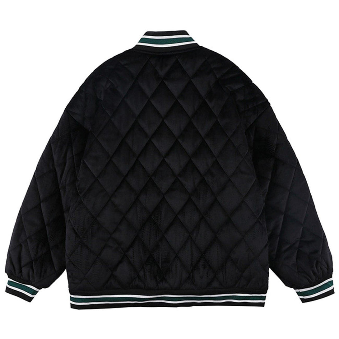 Majesda® - Rhomboid Embroidered Letters Jacket outfit ideas, streetwear fashion - majesda.com
