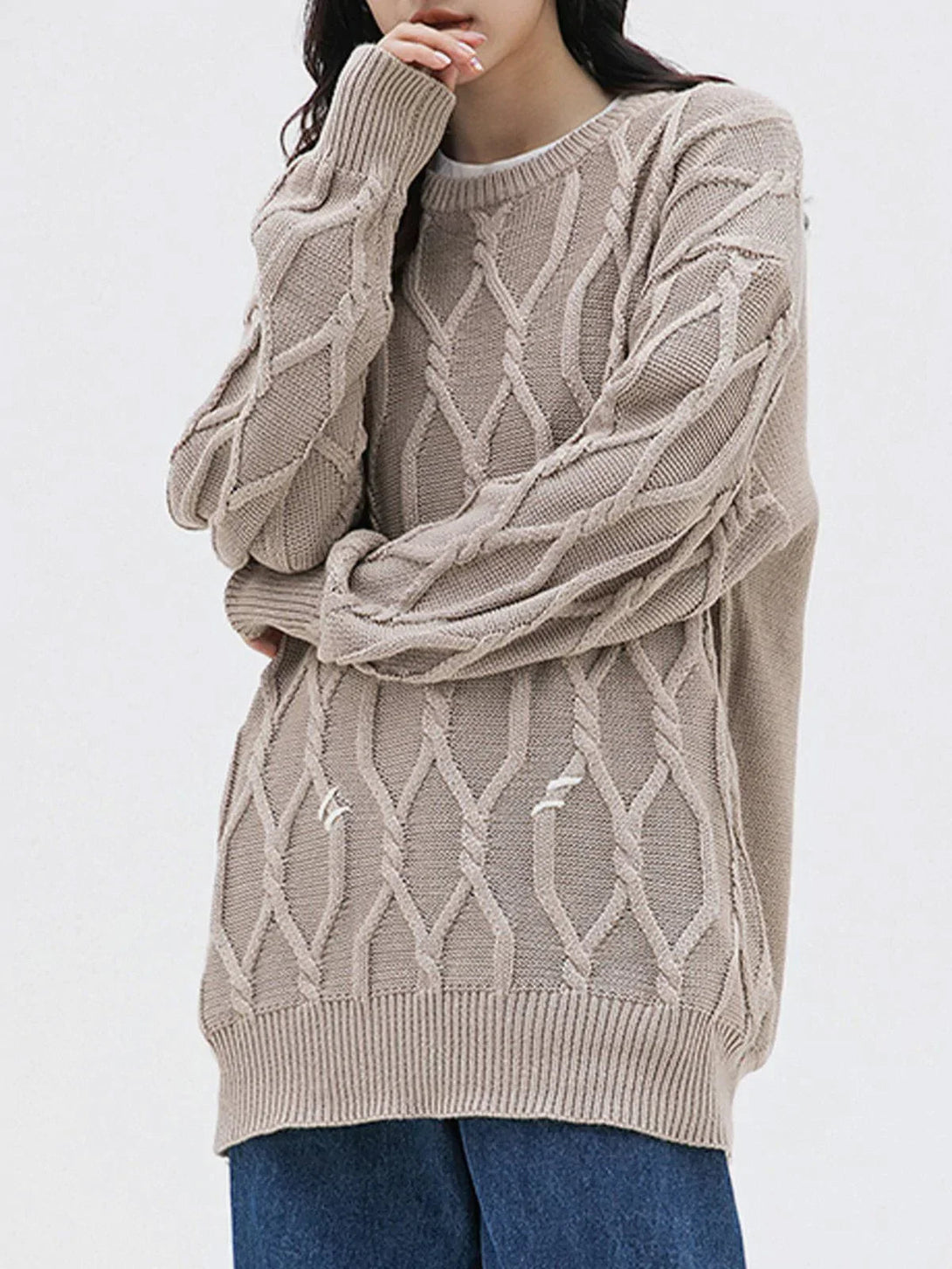 Majesda® - Rhombus Plaid Sweater outfit ideas streetwear fashion