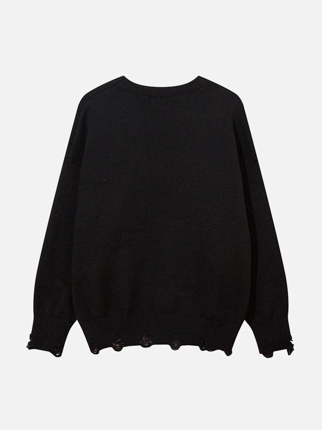 Majesda® - Ripped Pin Design Sweater outfit ideas streetwear fashion