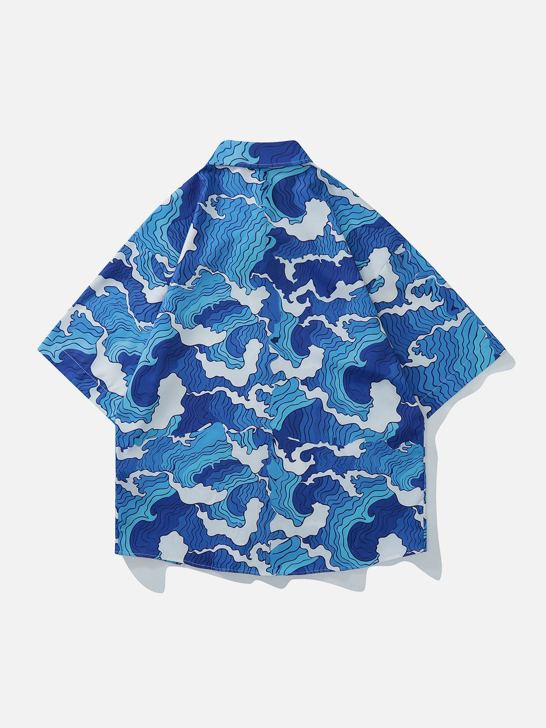 Majesda® - Sea Wave Print Short Sleeve Shirts outfit ideas streetwear fashion