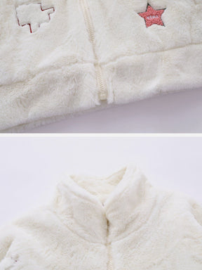 Majesda® - Sherpa Embroidered Winter Coat outfit ideas, streetwear fashion - majesda.com