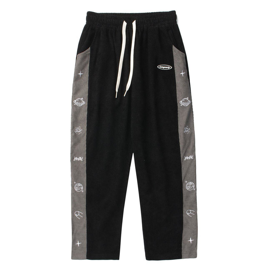 Majesda® - Side Cartoon Print Stitching Sweatpants outfit ideas streetwear fashion