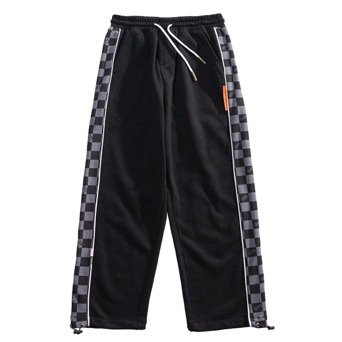 Majesda® - Side Plaid Printed Drawstring Sweatpants outfit ideas streetwear fashion