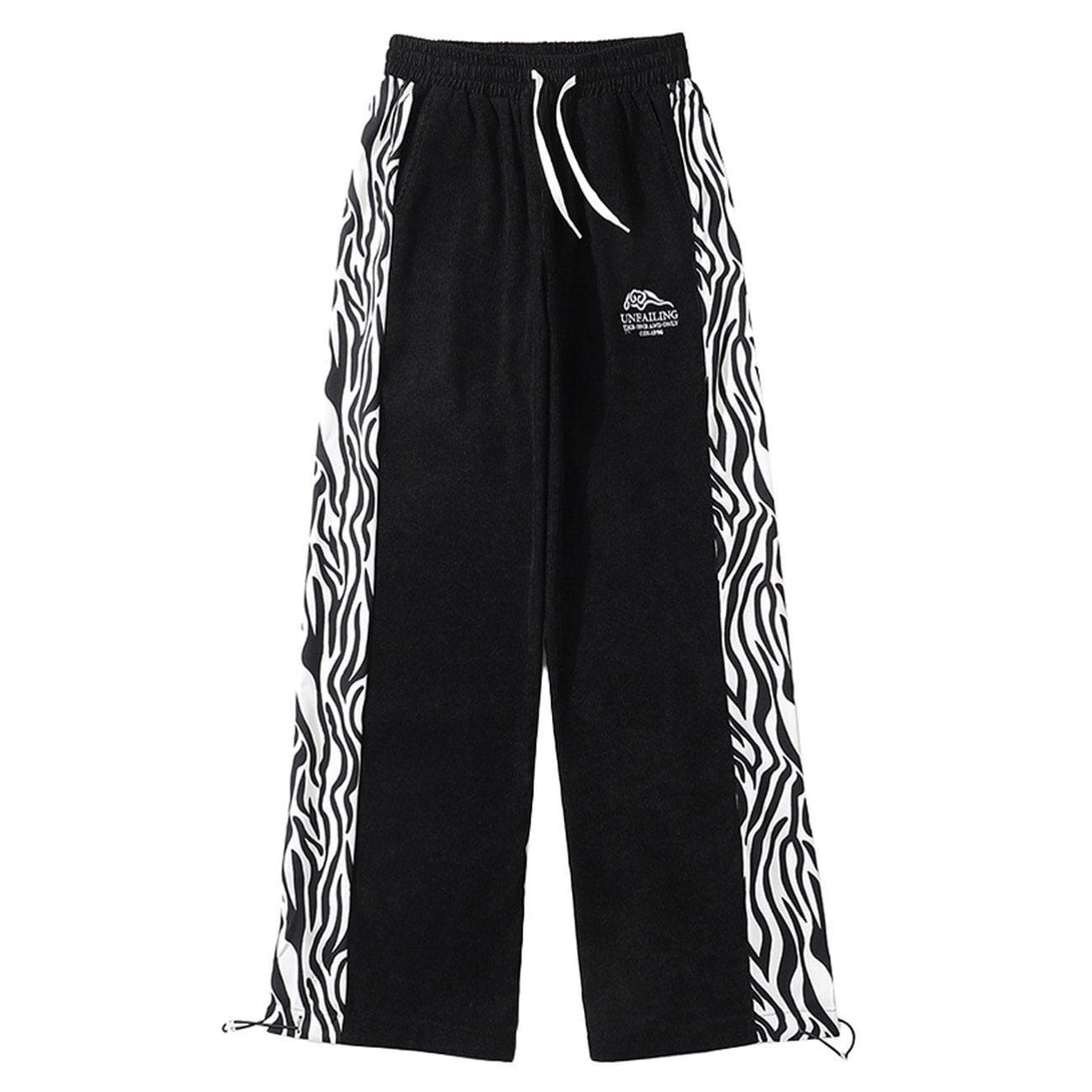 Majesda® - Side Zebra Pattern Paneled Sweatpants outfit ideas streetwear fashion