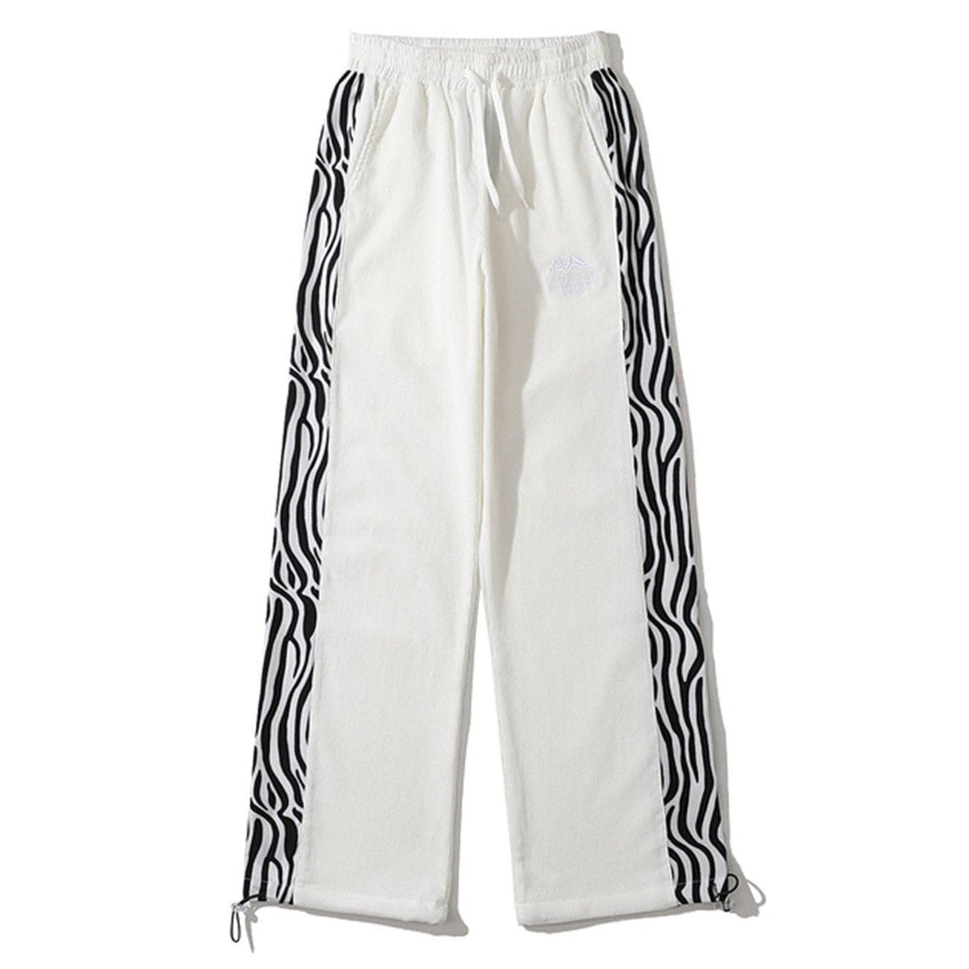 Majesda® - Side Zebra Pattern Paneled Sweatpants outfit ideas streetwear fashion