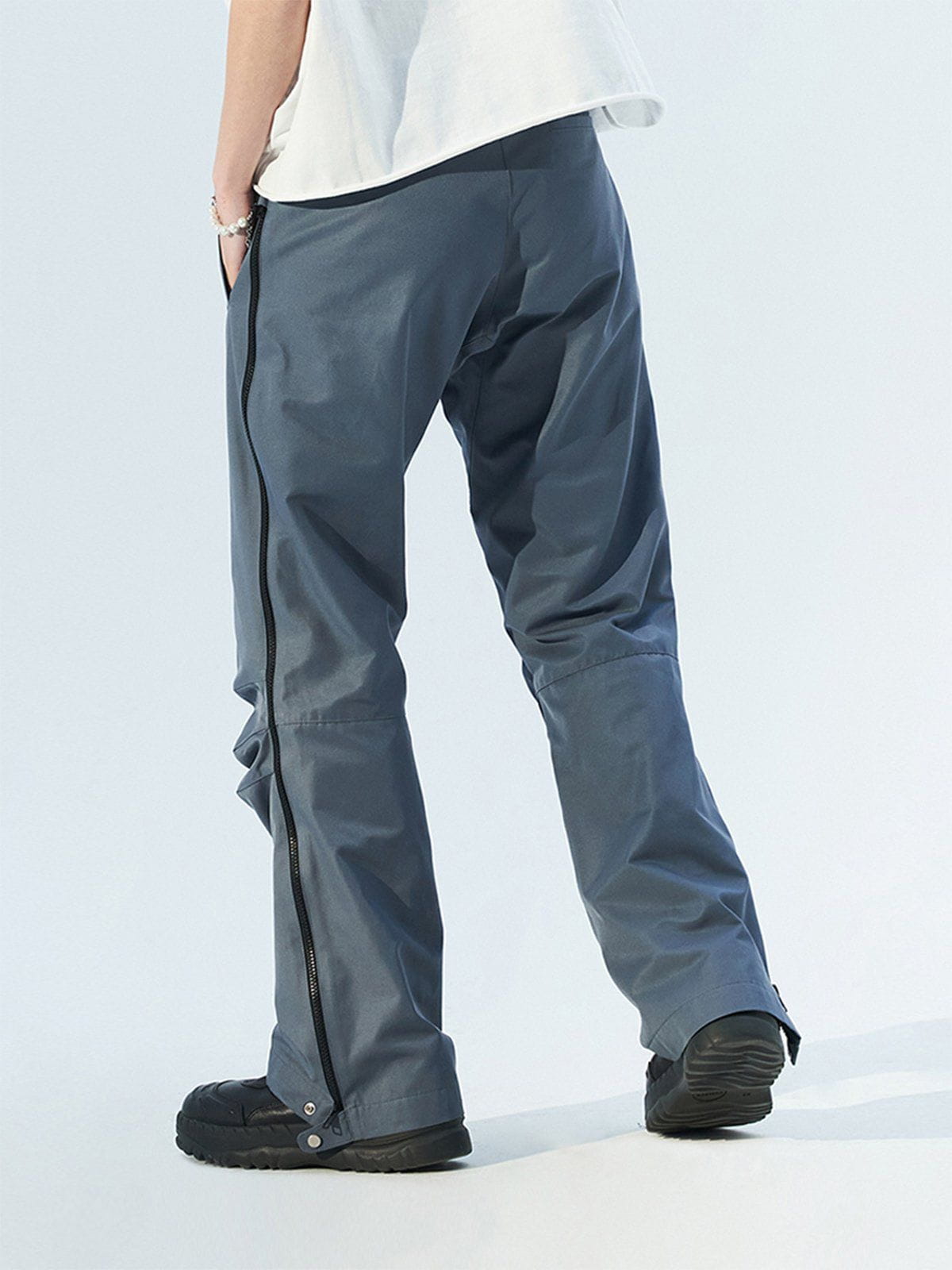 Majesda® - Side Zip Pleated Webbing Pants outfit ideas streetwear fashion