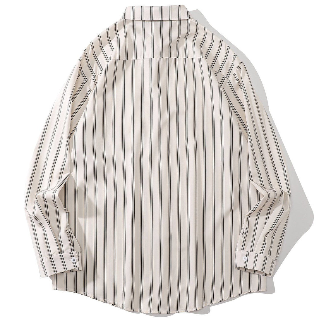 Majesda® - Simple Striped Long Sleeve Shirt outfit ideas streetwear fashion