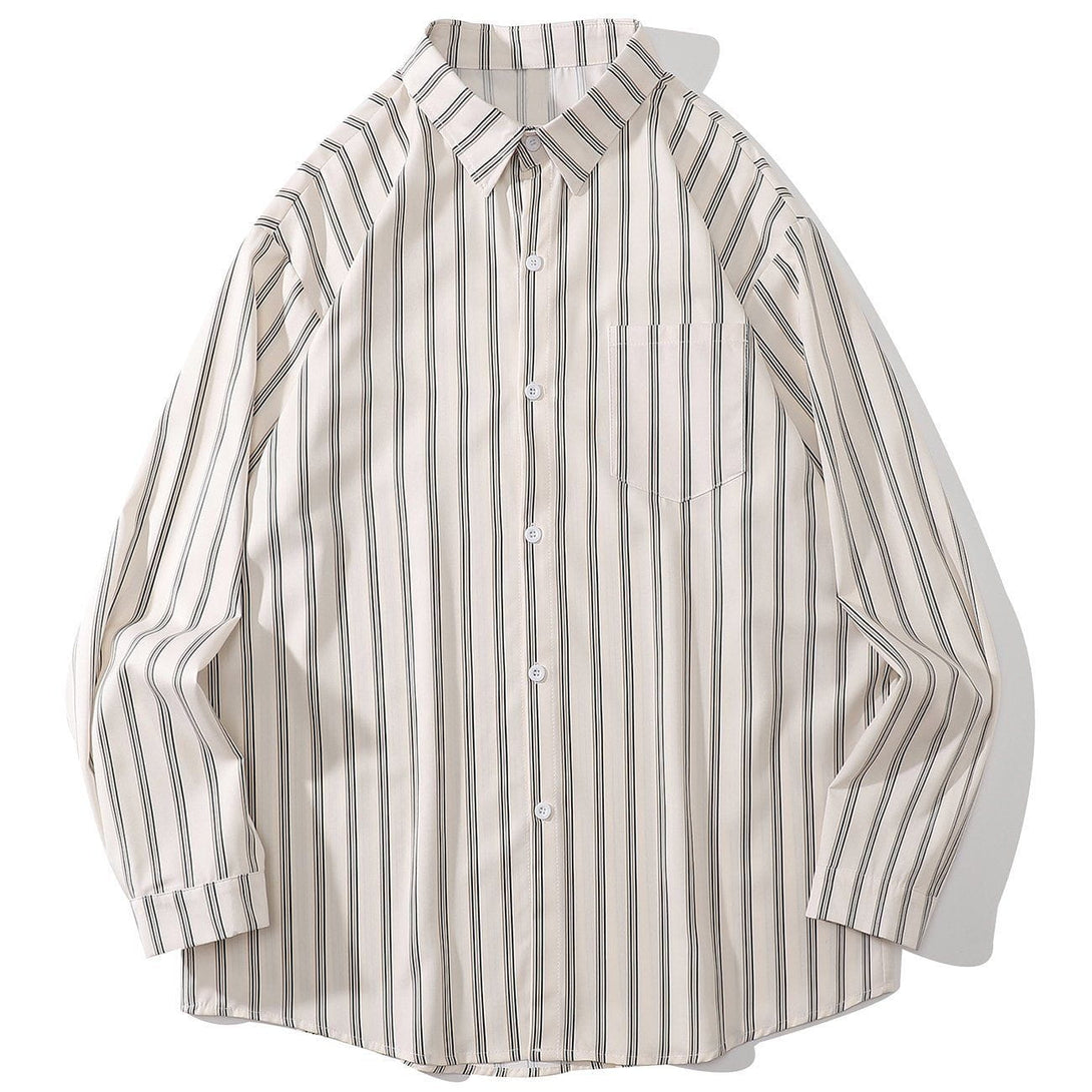 Majesda® - Simple Striped Long Sleeve Shirt outfit ideas streetwear fashion