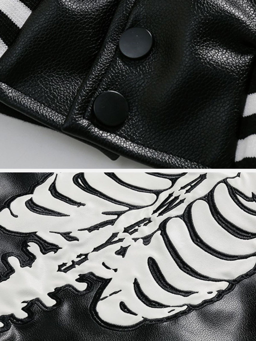 Majesda® - Skeleton Letters PU Jacket outfit ideas, streetwear fashion - majesda.com