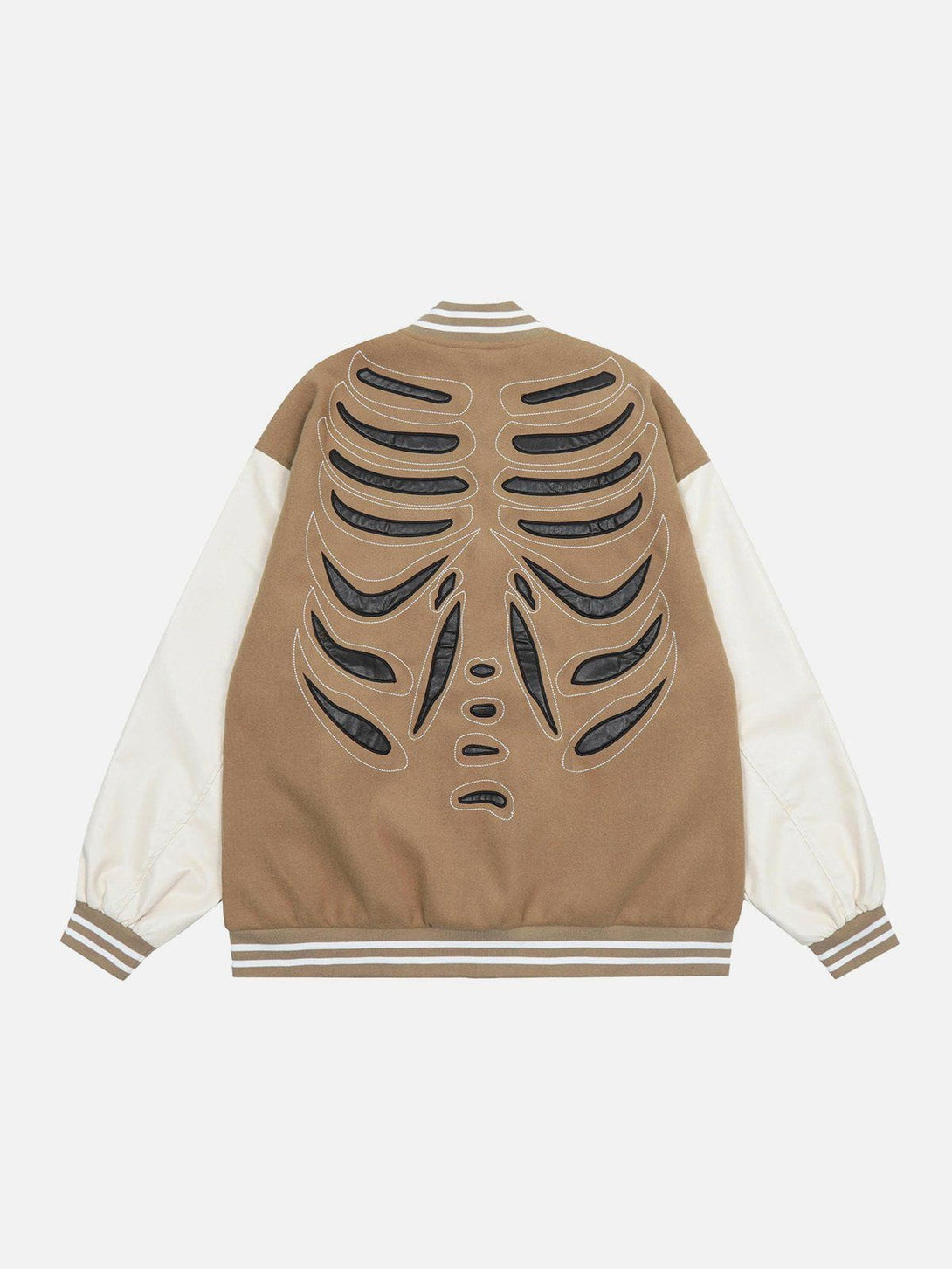 Majesda® - Skull Graphic Varsity Jacket outfit ideas, streetwear fashion - majesda.com