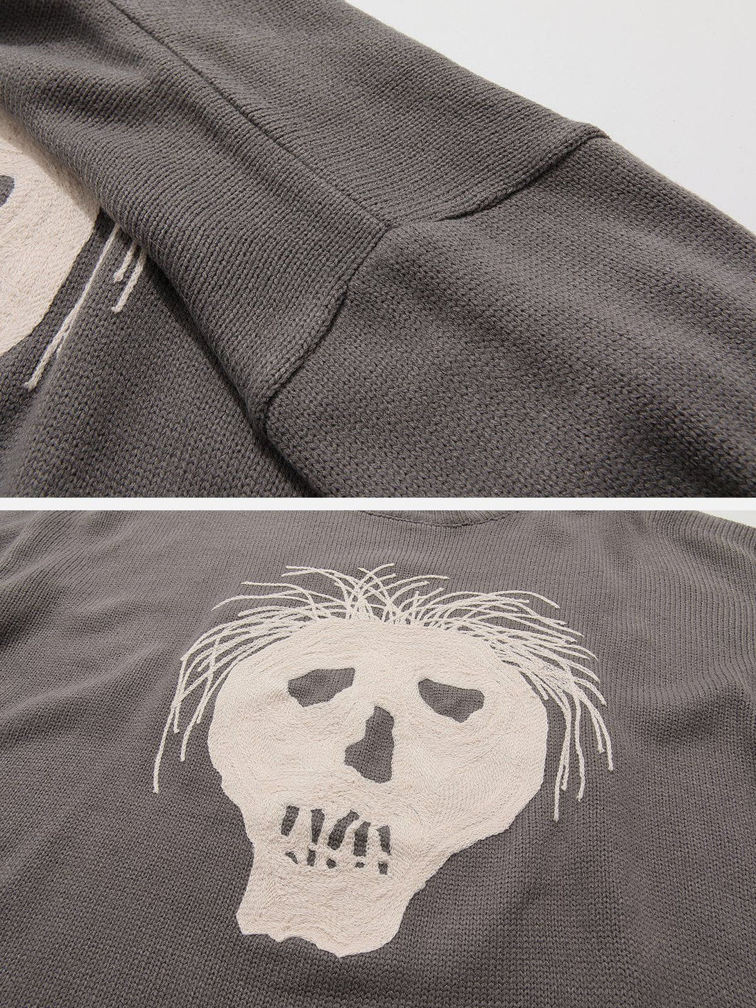 Majesda® - Skull Sticker Sweater outfit ideas streetwear fashion