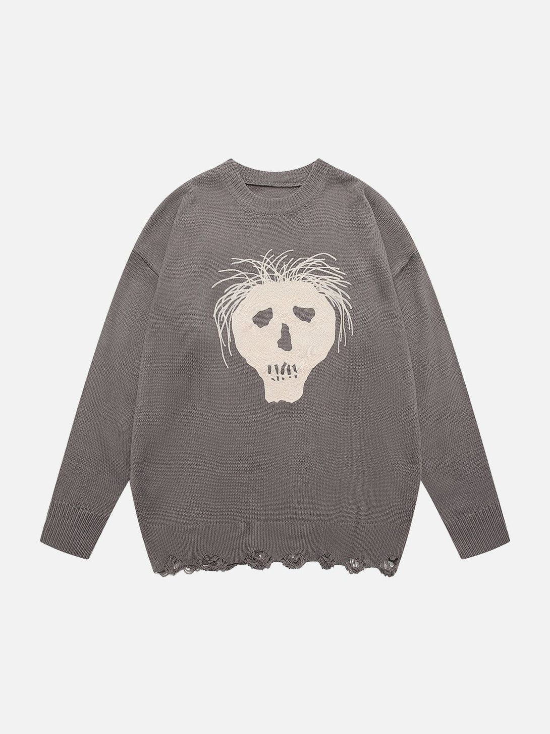 Majesda® - Skull Sticker Sweater outfit ideas streetwear fashion
