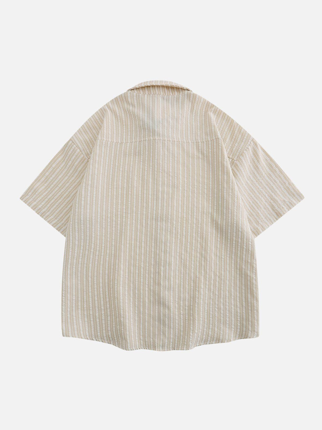 Majesda® - Small Flower Pendant Stripes Short Sleeve Shirt outfit ideas streetwear fashion