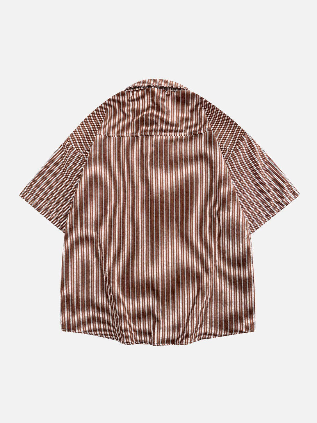 Majesda® - Small Flower Pendant Stripes Short Sleeve Shirt outfit ideas streetwear fashion