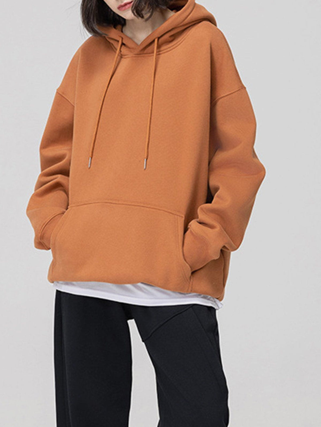 Majesda® - Solid Color Drawstring Hoodie outfit ideas streetwear fashion