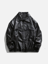 Majesda® - Solid Color Lapel PU Jacket outfit ideas, streetwear fashion - majesda.com