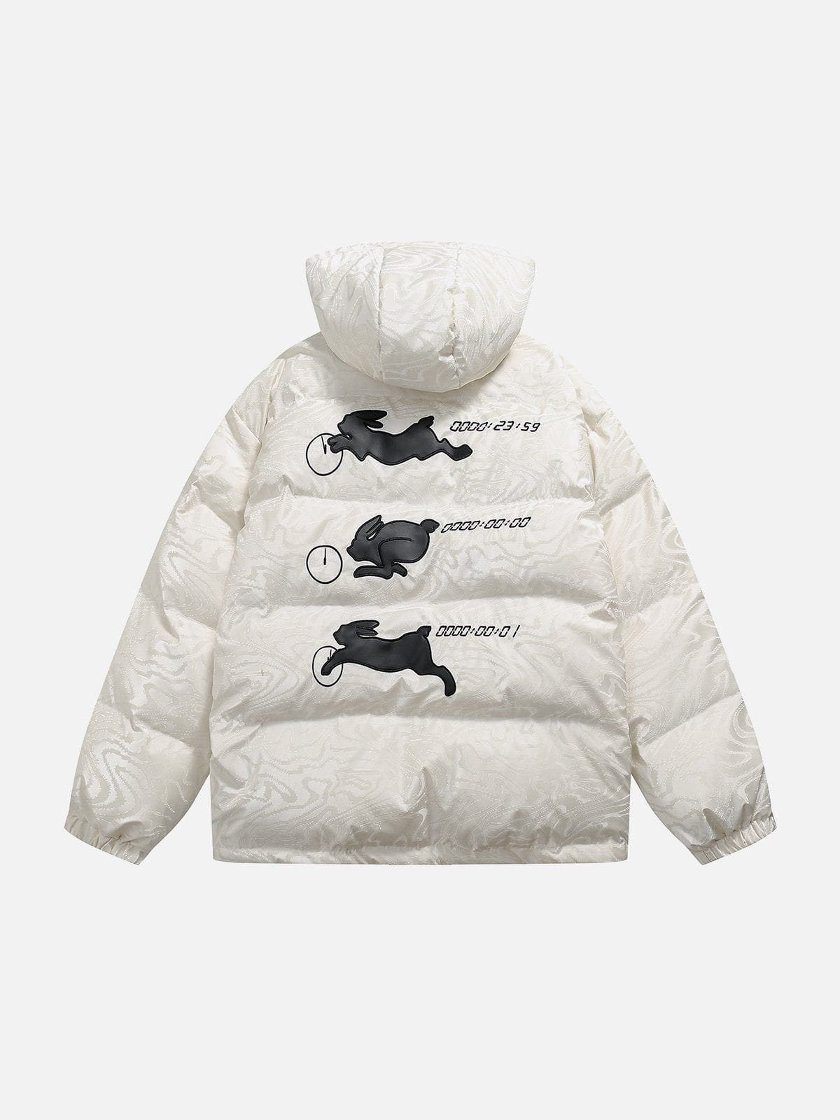 Majesda® - Solid Color Rabbit Graphic Winter Coat outfit ideas, streetwear fashion - majesda.com