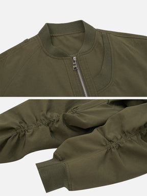 Majesda® - Solid Pleated Jackets outfit ideas, streetwear fashion - majesda.com