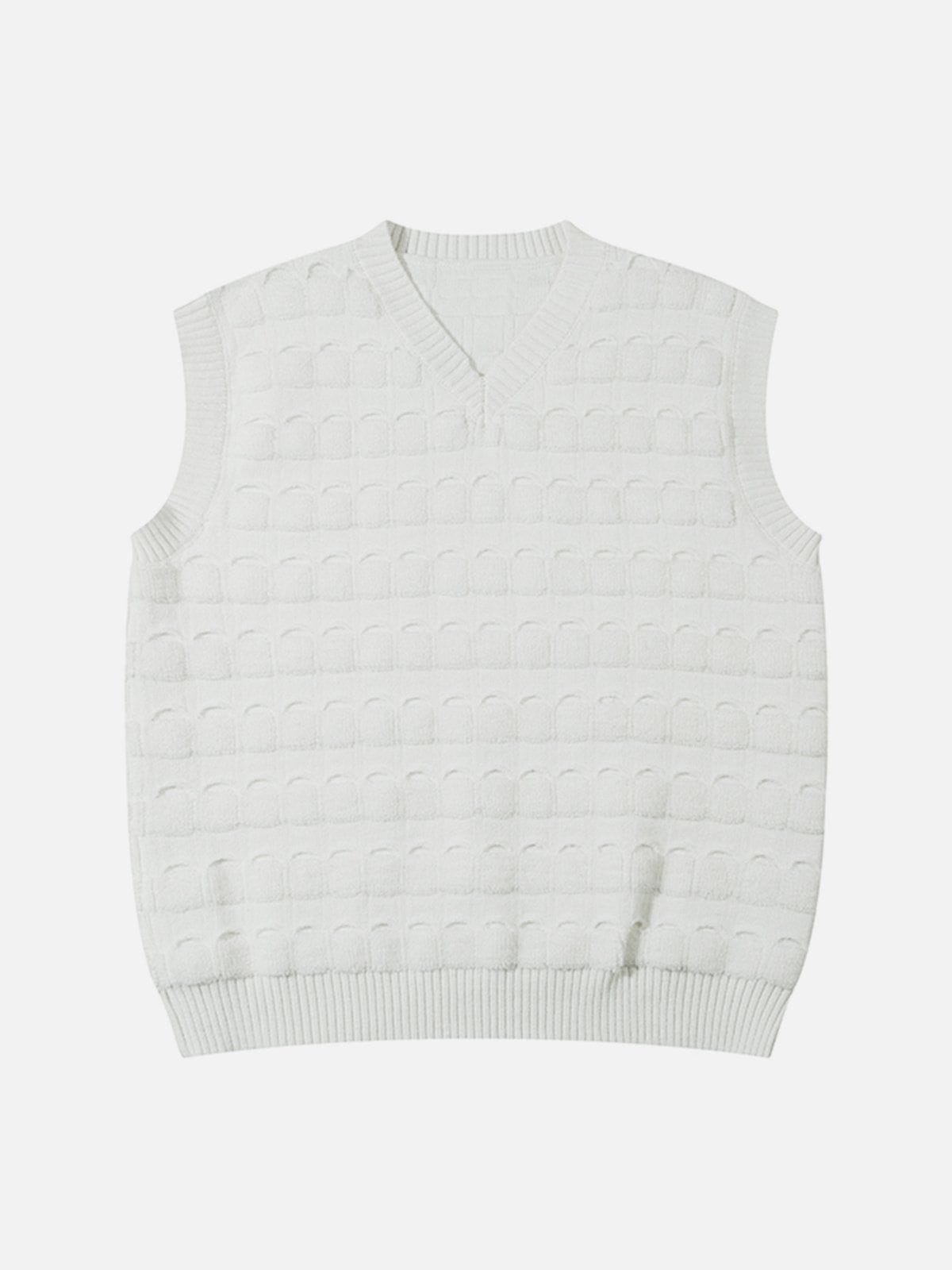 Majesda® - Solid Woven Stripe Sweater Vest outfit ideas streetwear fashion