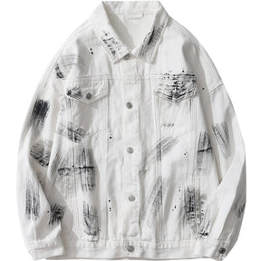 Majesda® - Splash Ink Print Jacket outfit ideas, streetwear fashion - majesda.com