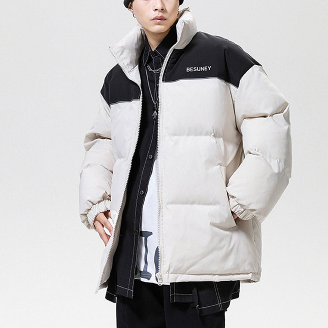 Majesda® - Spliced Reflective Strip Winter Coat outfit ideas streetwear fashion