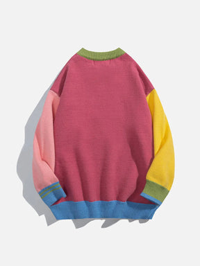 Majesda® - Splicing Contrast Sweater outfit ideas streetwear fashion