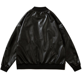 Majesda® - Spring Racing Leather Jacket ME AM outfit ideas, streetwear fashion - majesda.com