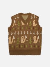 Majesda® - Squirrel Jacquard Sweater Vest outfit ideas streetwear fashion