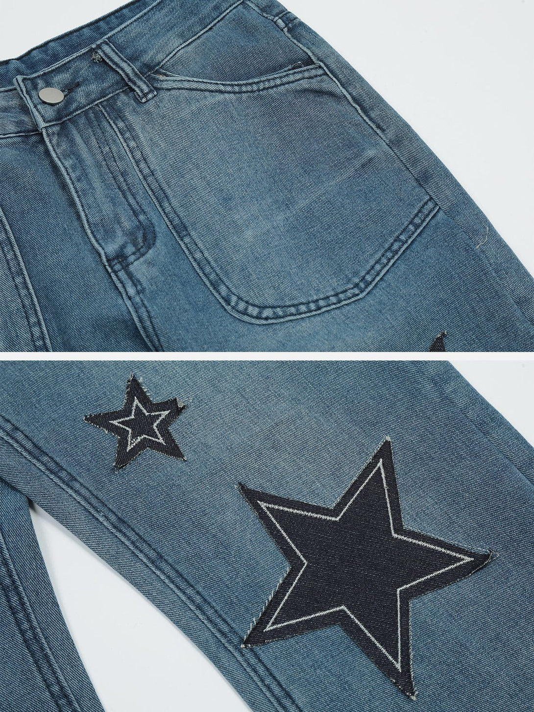 Majesda® - Star Collage Jeans outfit ideas streetwear fashion