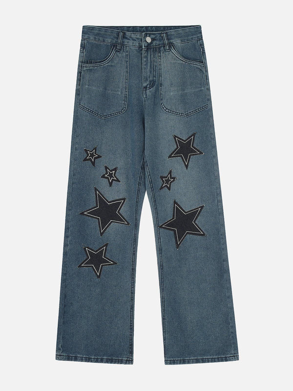 Majesda® - Star Collage Jeans outfit ideas streetwear fashion