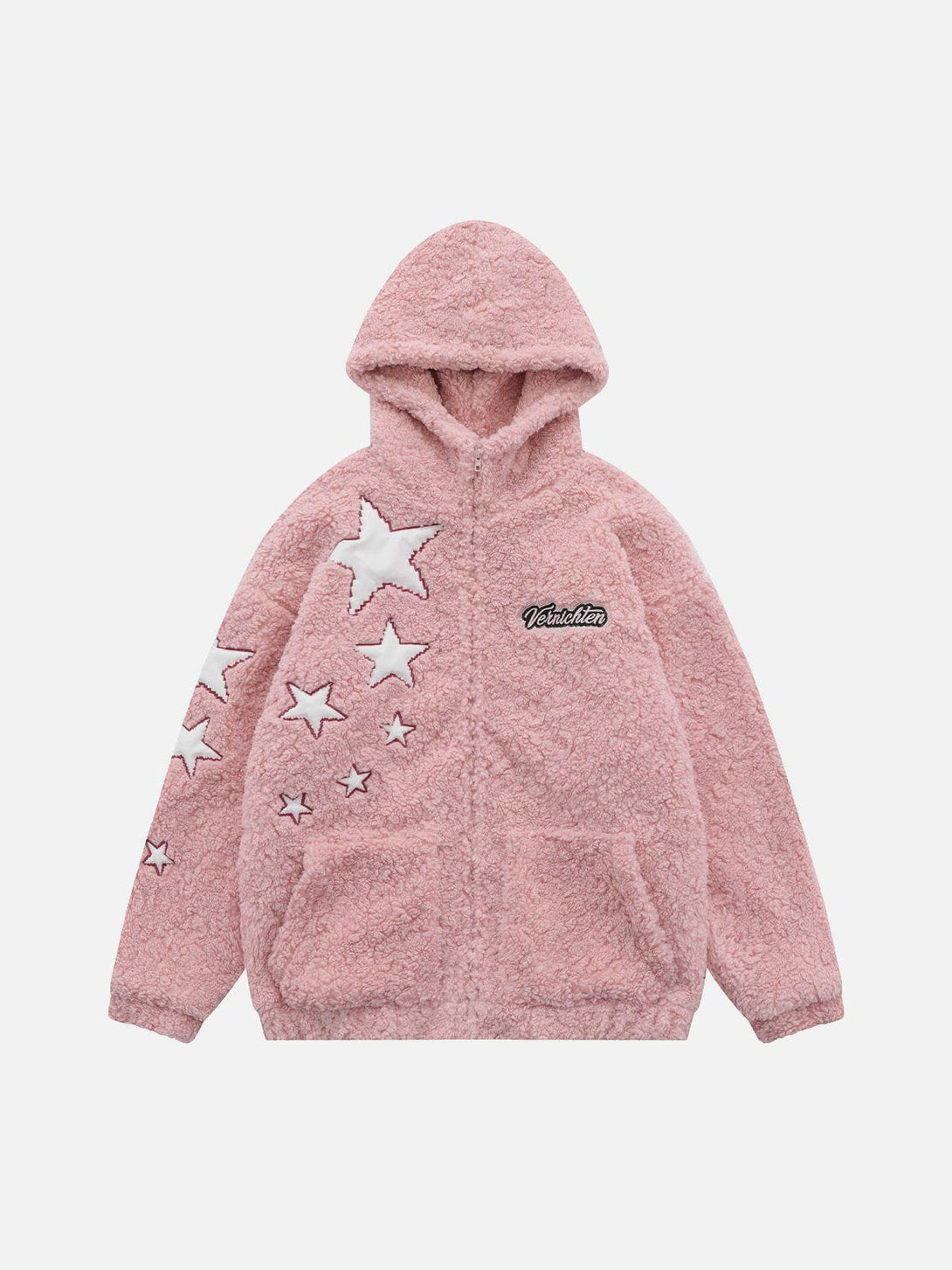 Majesda® - Star Embroidery Sherpa Coat outfit ideas streetwear fashion