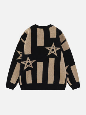 Majesda® - Star Embroidery Sweater outfit ideas streetwear fashion