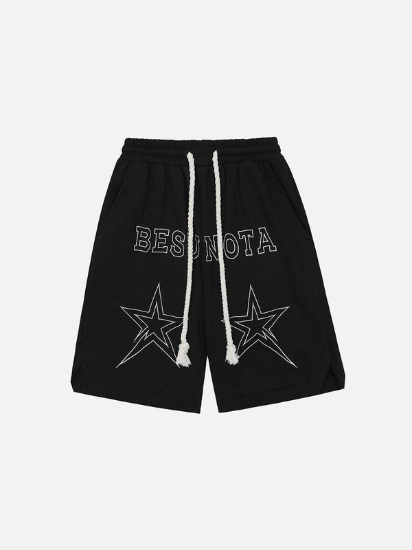 Majesda® - Star Letter Print Shorts outfit ideas streetwear fashion