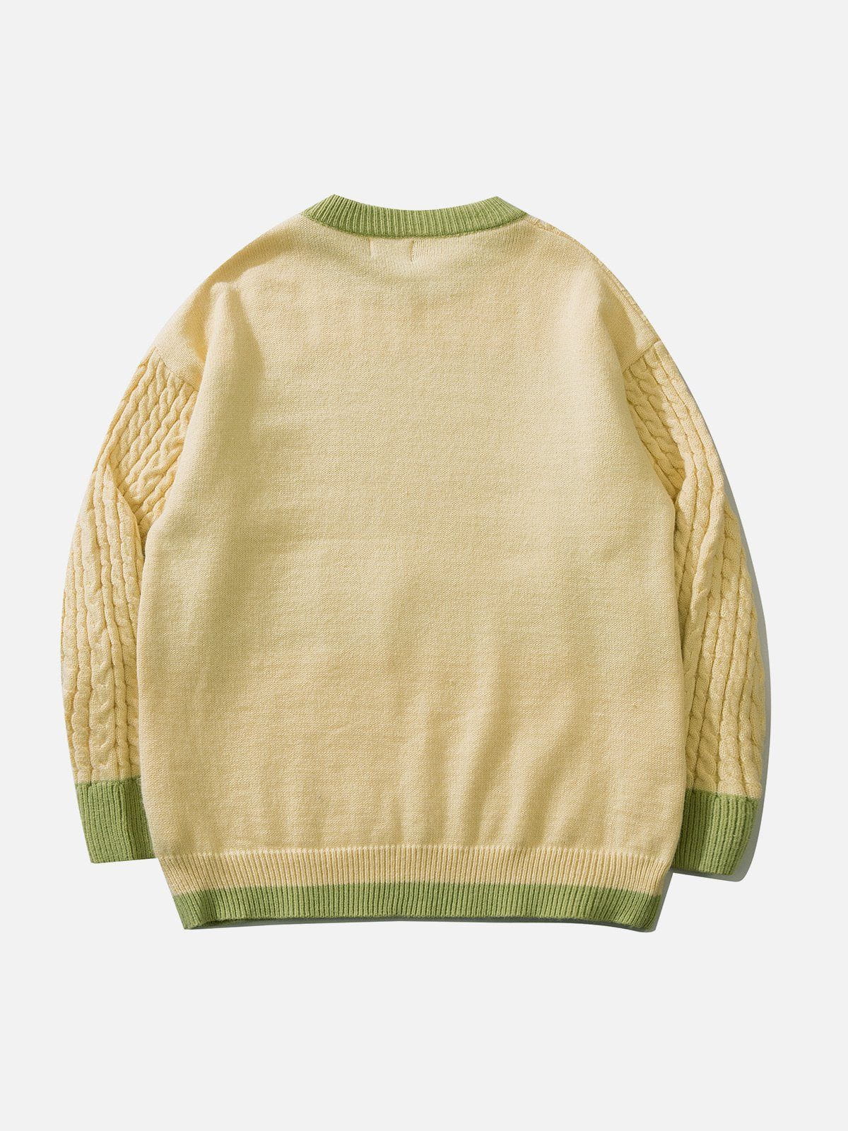 Majesda® - Stitching Color Rabbit Sweater outfit ideas streetwear fashion