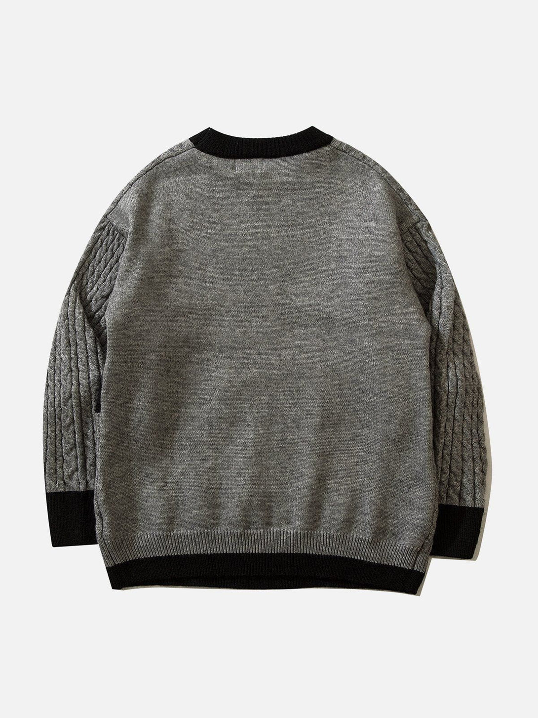Majesda® - Stitching Color Rabbit Sweater outfit ideas streetwear fashion