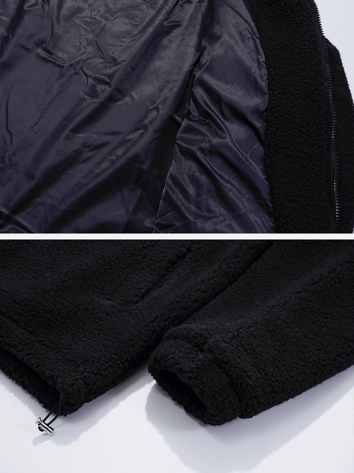 Majesda® - STREAM Embroidered Sherpa Jacket outfit ideas, streetwear fashion - majesda.com