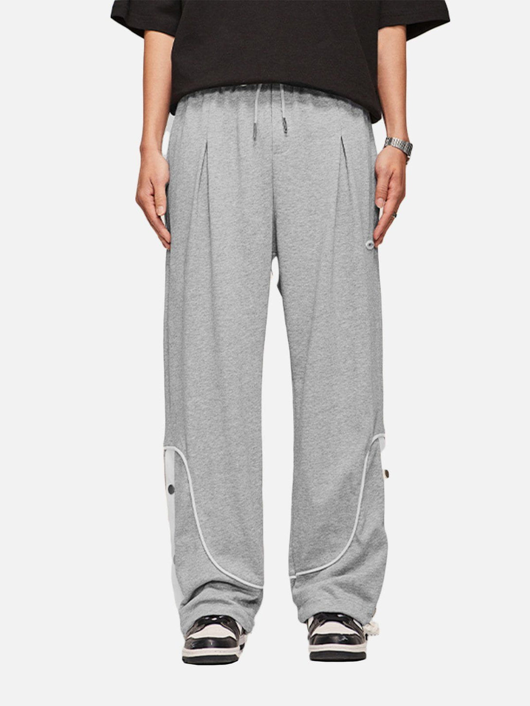 Majesda® - Stripe Buckle Drawstring Sweatpants outfit ideas streetwear fashion