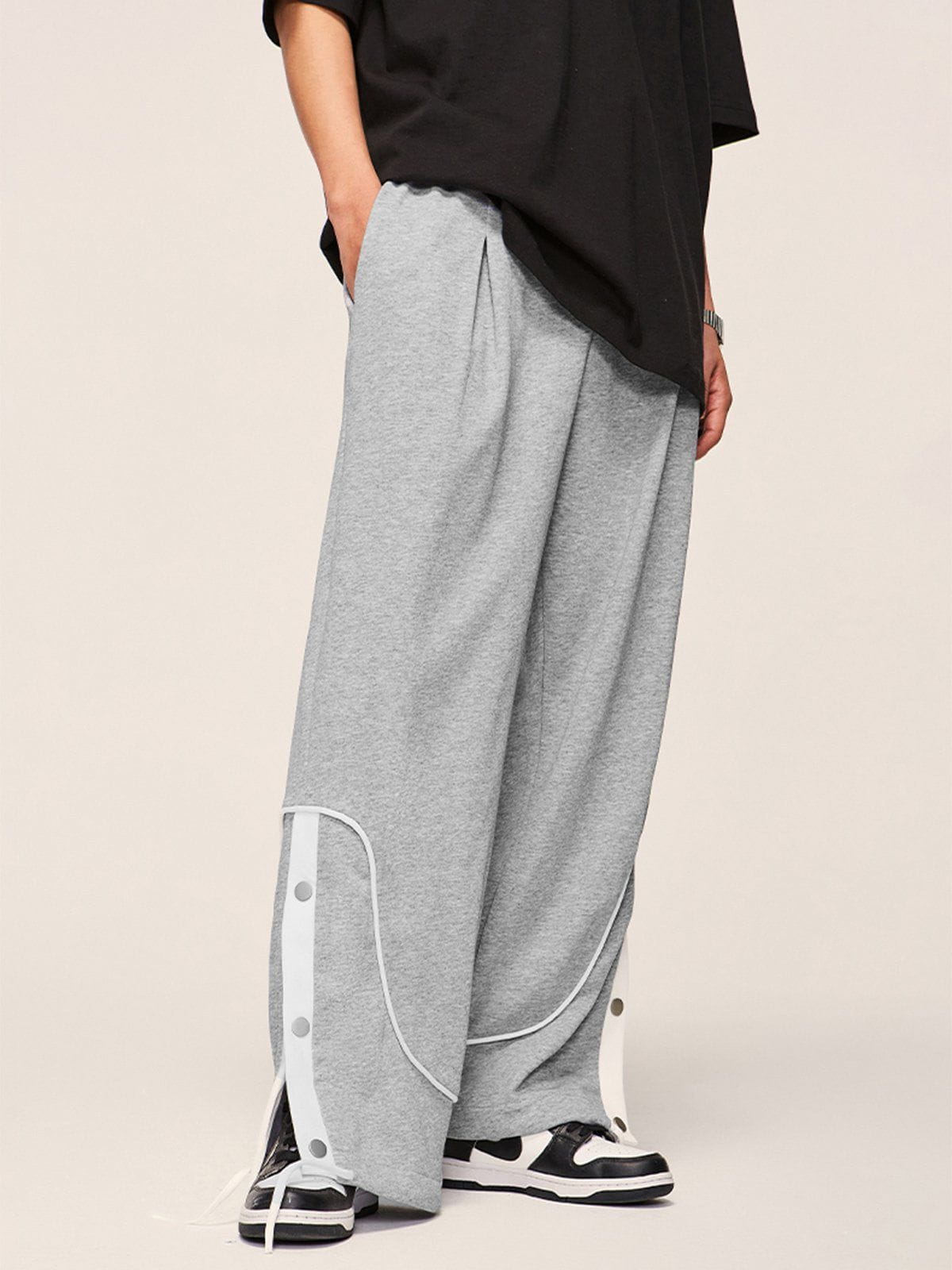 Majesda® - Stripe Buckle Drawstring Sweatpants outfit ideas streetwear fashion