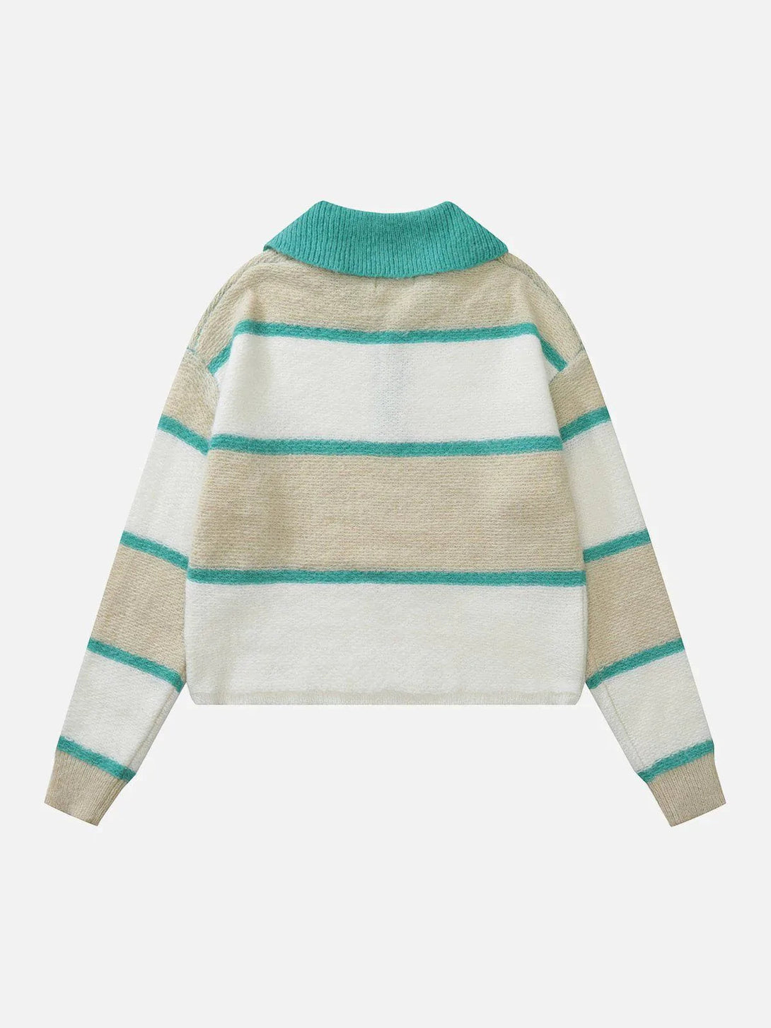 Majesda® - Stripe Polo Collar Sweater outfit ideas streetwear fashion