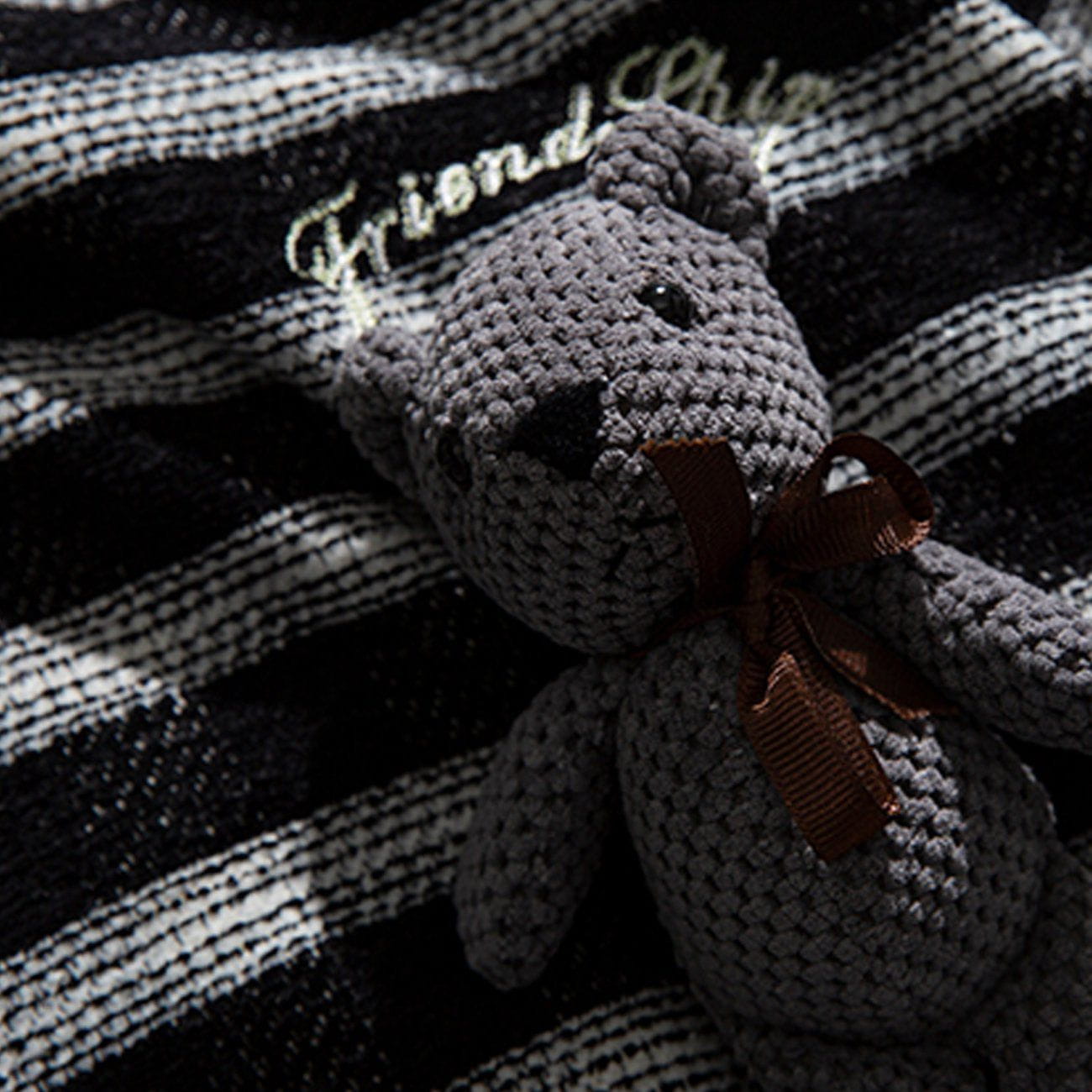 Majesda® - Striped Bear Decoration Jacket outfit ideas, streetwear fashion - majesda.com