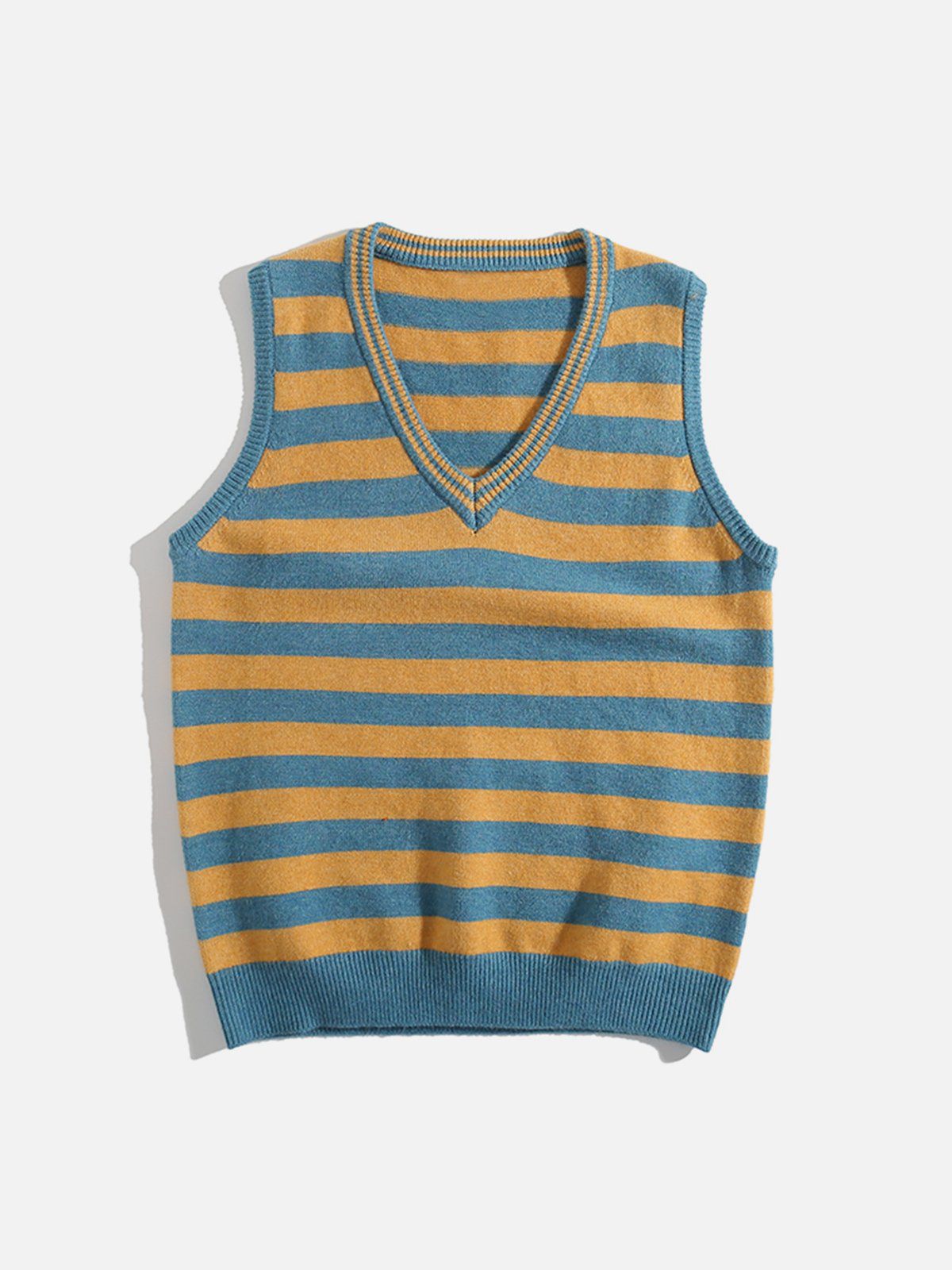 Majesda® - Striped Color Blocking Sweater Vest outfit ideas streetwear fashion