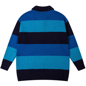 Majesda® - Striped Color Matching Knit Sweater outfit ideas streetwear fashion