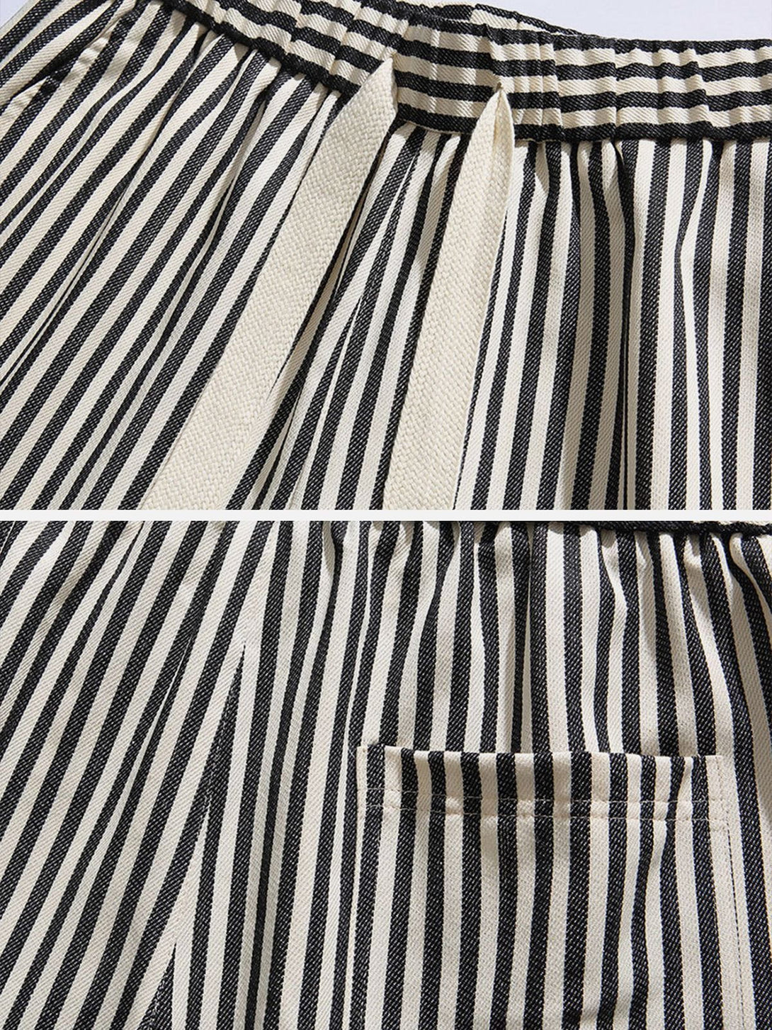 Majesda® - Striped Print Loose Drawstring Shorts outfit ideas streetwear fashion