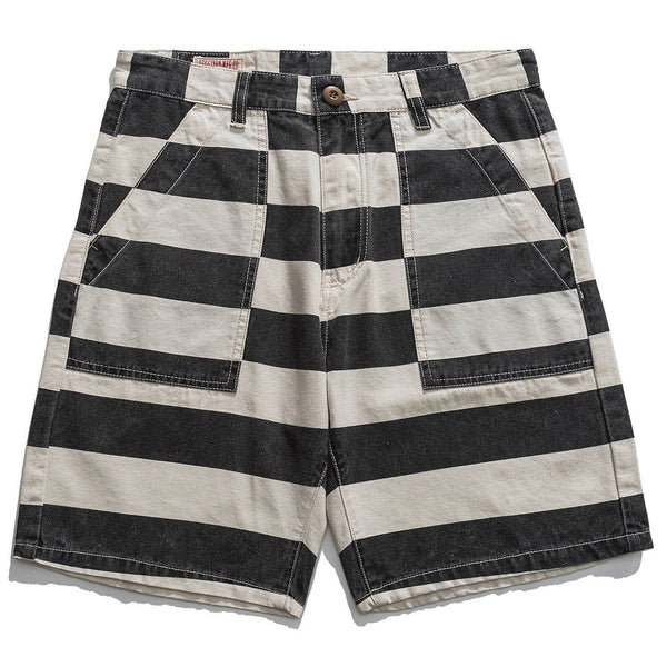 Majesda® - Striped Workwear Casual Shorts outfit ideas streetwear fashion